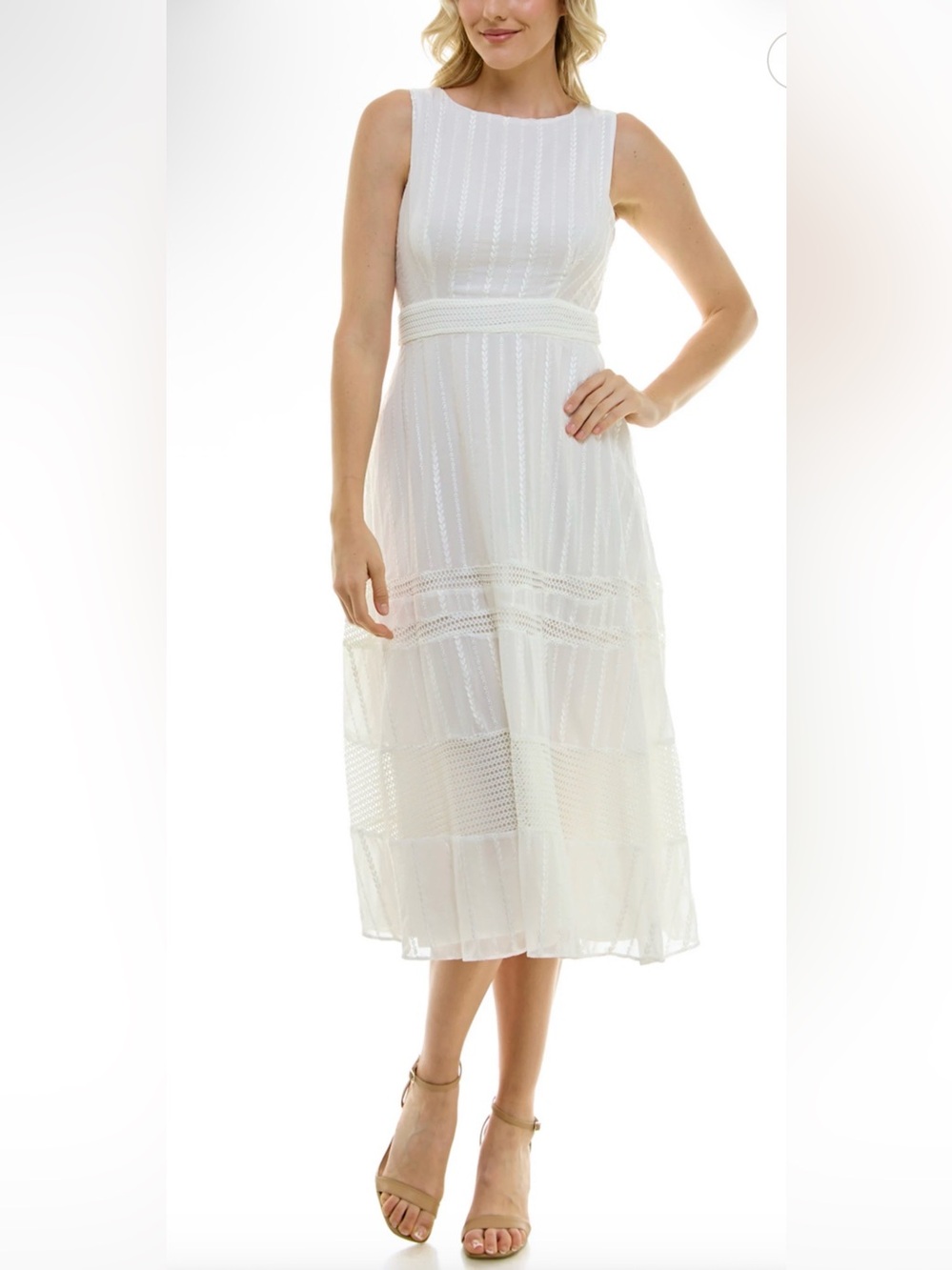 Taylor Boatneck Embroidered Dress
with Textured Paneling size S/M